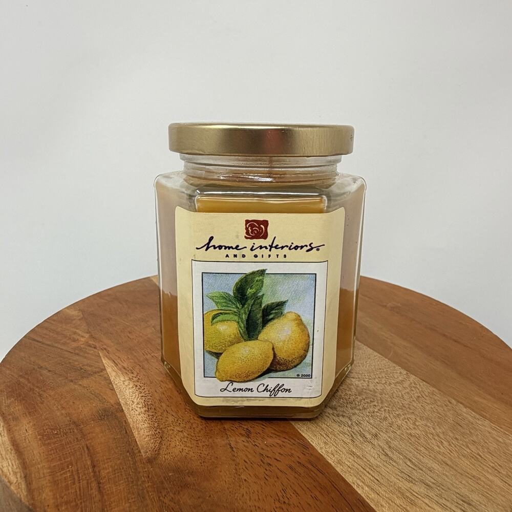 Home Interiors and Gifts Lemon Chiffon Hexagonal Jar Candle Yellow